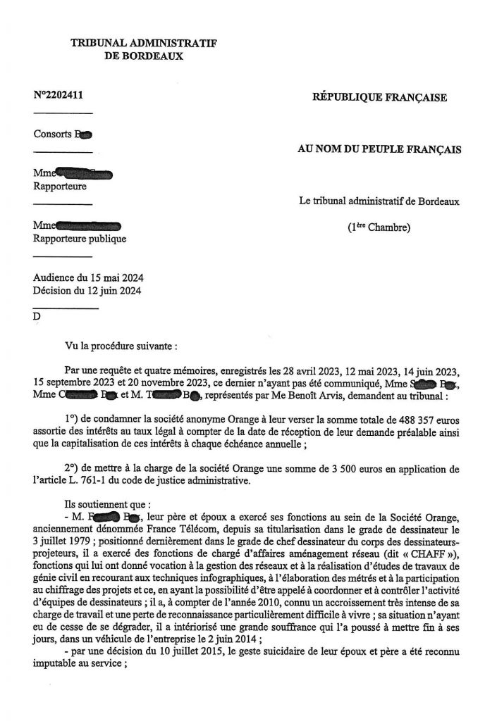 Condamnation d'Orange – France Télécom pour le harcèlement moral et le suicide d'un fonctionnaire